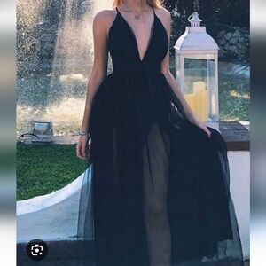 SHEIN M Black Sheer Mesh Maxi Dress With Inner Shorts 3154-AQ